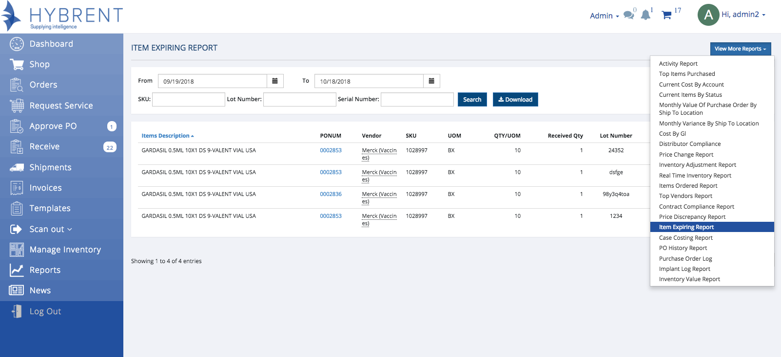 Hybrent purchasing software contains actionable reporting